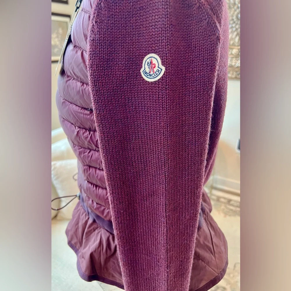 Moncler Burgundy Lightweight Puffer Cardigan Size Small - Picture 2 of 11
